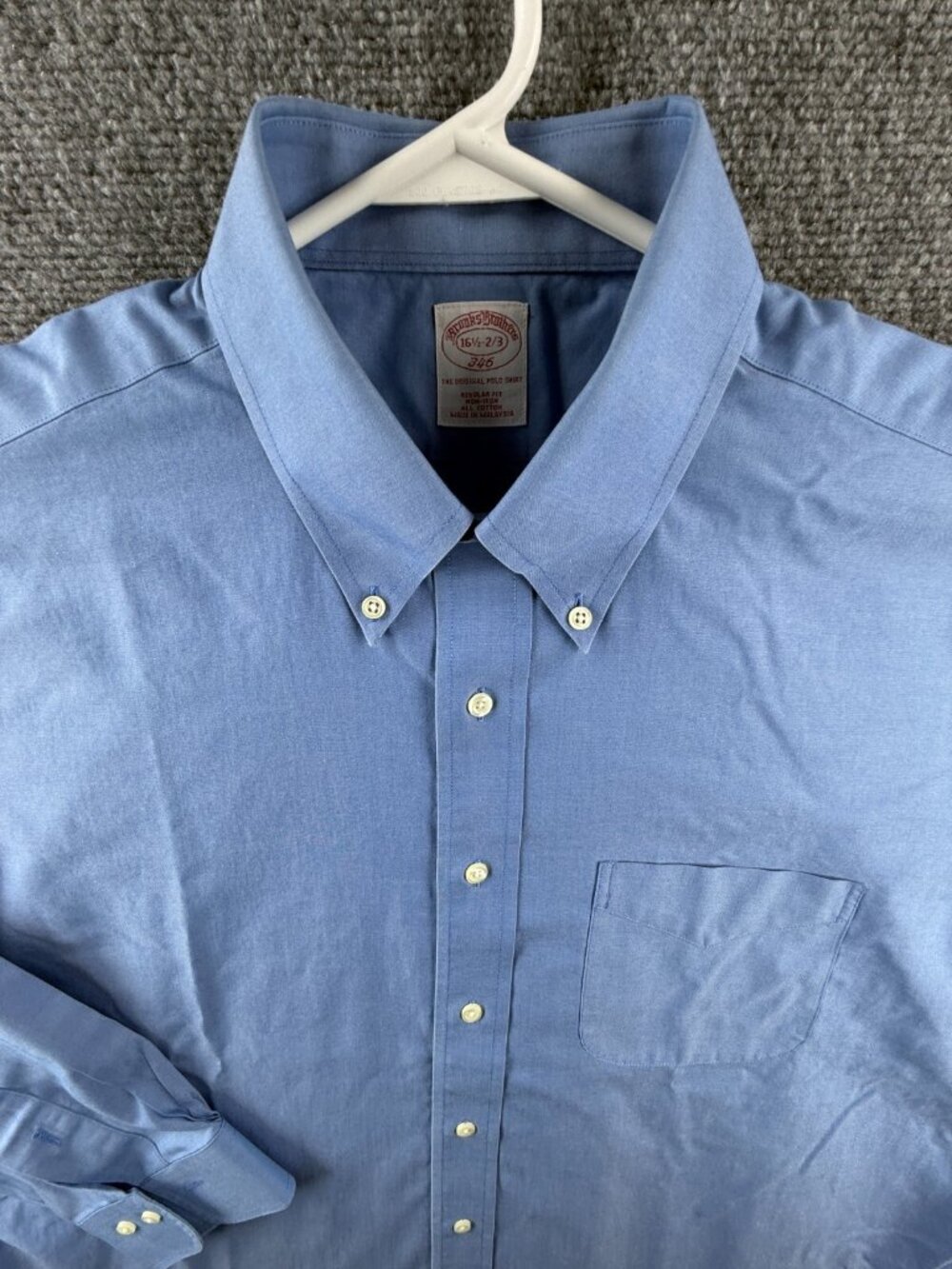 Brooks Brothers Cotton Regular Non-Iron 16.5 32/33 Blue Button-Down Long Sleeved
